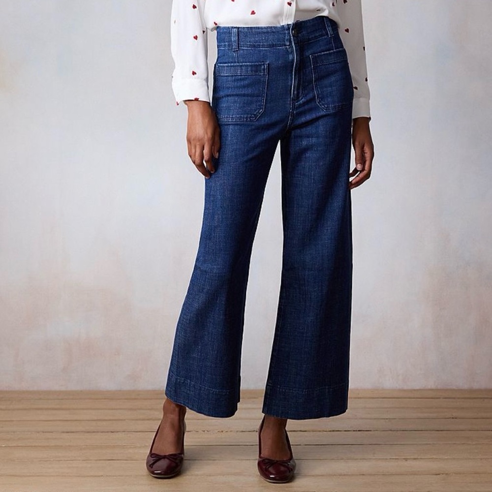 Lauren Conrad High Rise Wide Leg Wildflower Cropped Pants